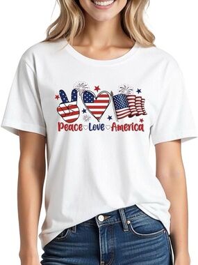 Peace Love America Graphic Tee -4th of July